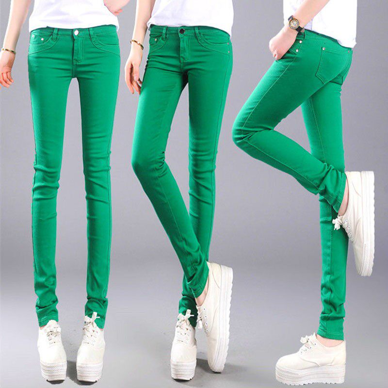 Slim skinny candy colored small leg jeans 修身显瘦彩色小脚裤