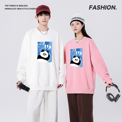 2025春秋季宽松学院风卫衣男女韩版套头百搭连帽潮流印花上衣