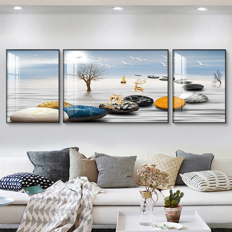 现代简约时来运转客厅装饰画沙发背景墙壁轻奢2026新款挂画三联画