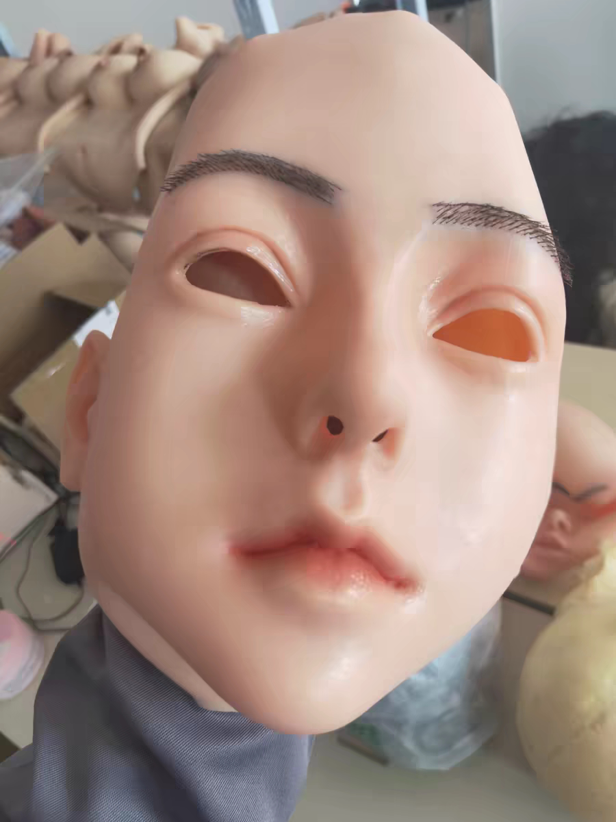 仿真逼真光头美女抖音硅胶头套3面具