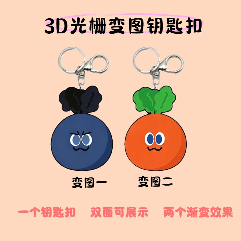 卜卜3D光栅变图钥匙扣挂件图片
