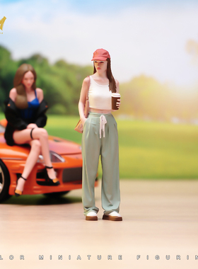 VM 1/18/24 拿咖啡的逛街女孩 精涂微缩场景模型搭配手工涂装人偶