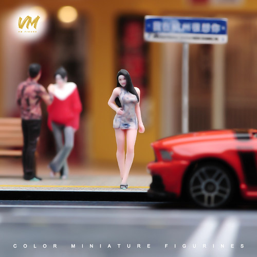VM 1/64 短旗袍美女系列 微缩场景模型搭配3D彩色打印小人偶