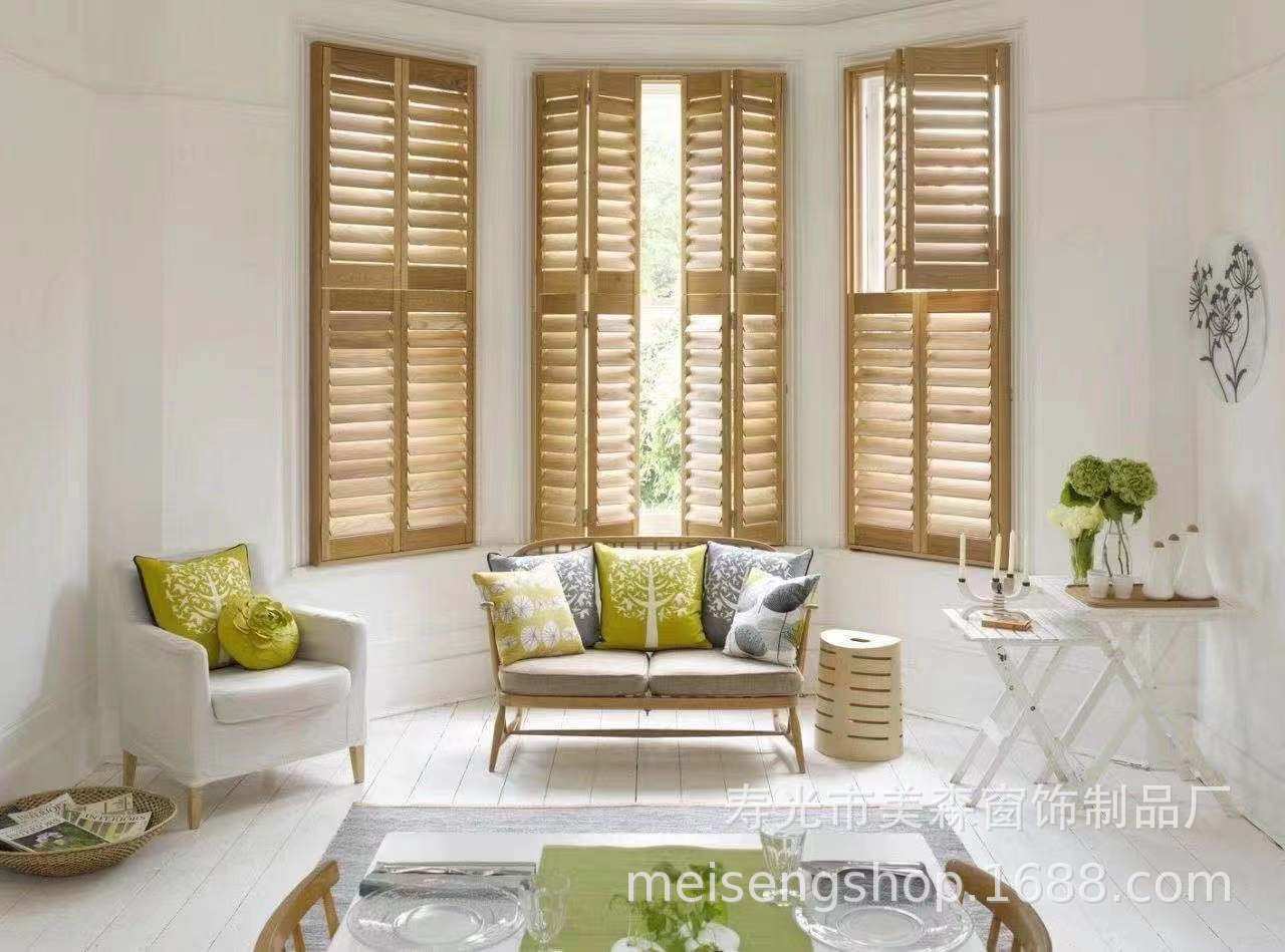 新品新透气窗木质窗扇遮光隔热透气酒店民宿折叠推拉门百叶椴木品