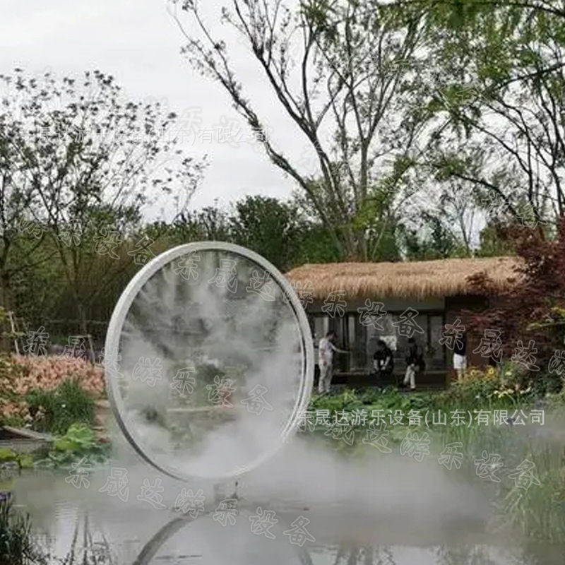 户外造景水雾门景区活动婚礼现场不锈钢梦幻道具文旅互动游乐设备
