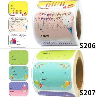 200贴 饰可手写办公文具贴纸 卷生日快乐祝福标签礼物花卉装