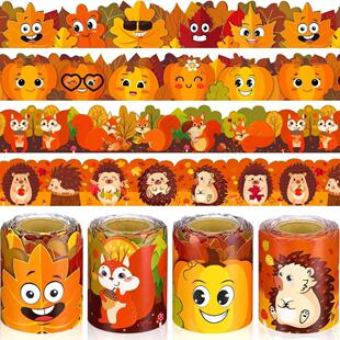 10米/卷卡通刺猬南瓜枫叶贴纸长条黑板公告栏边框装饰diy自由裁剪