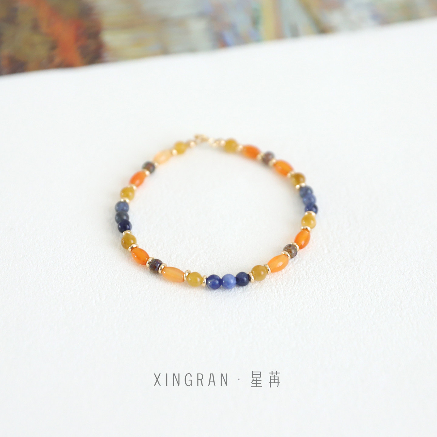 xingran天然金虎眼石玛瑙手链女