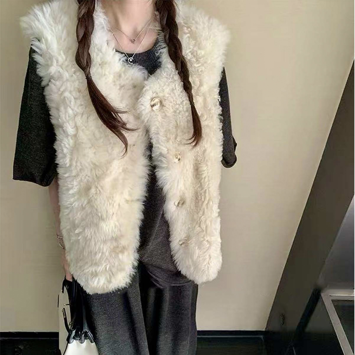 藤姐同款毛毛马甲“欧尼马甲”托斯卡纳皮毛一体背心环保皮草外套