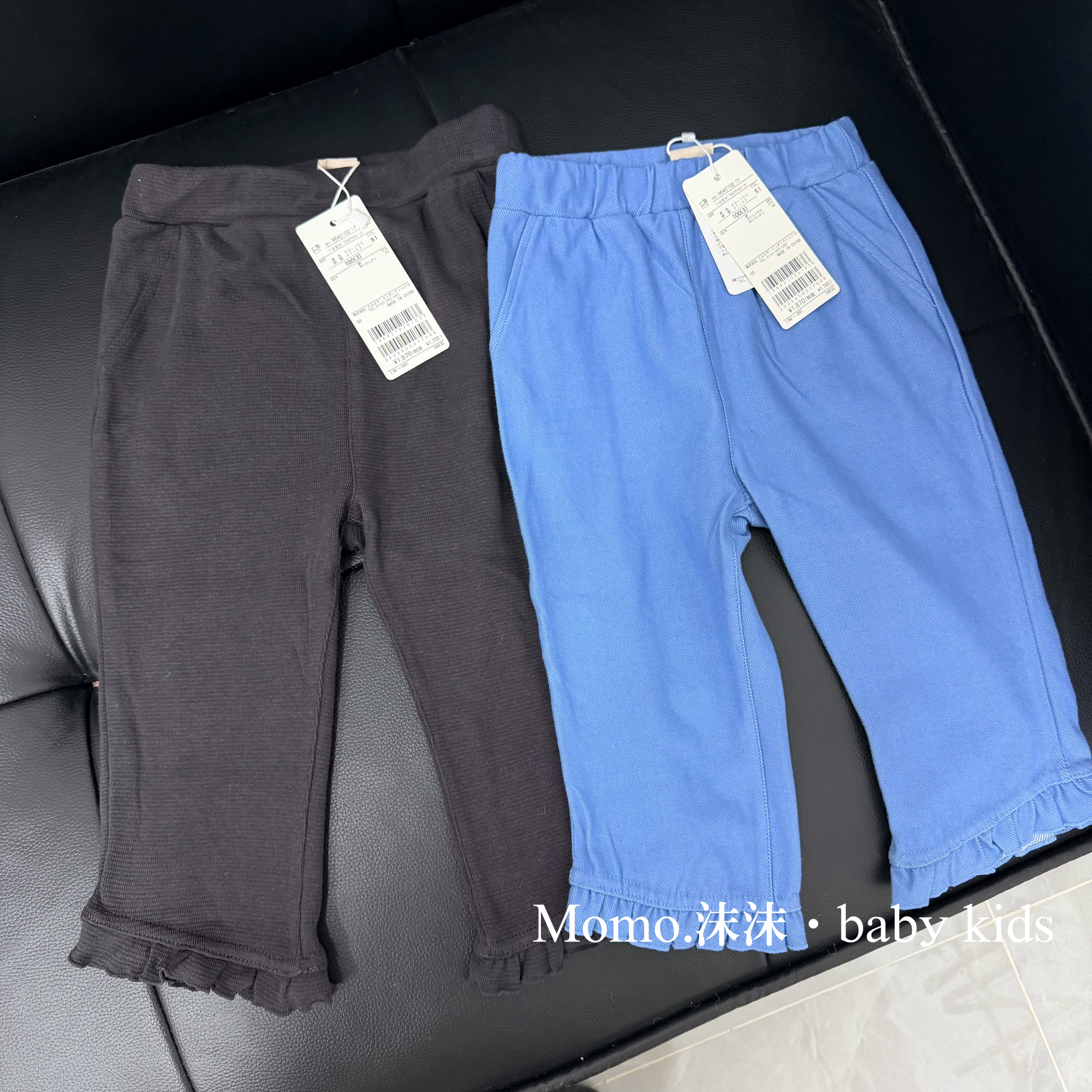 出口日单80-120童装pm女童春夏纯色纯棉打底裤七分裤可爱百搭图片