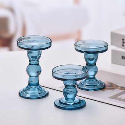 圣诞复古罗马柱玻璃烛台摆件轻奢风浪漫香薰蜡烛台座家用拍照道具