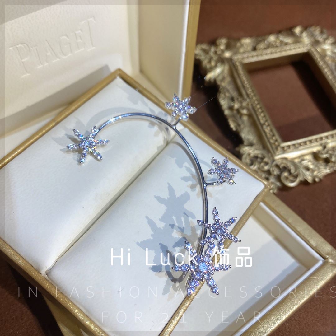 铜合金合成锆石耳饰 Hi Luck 新款雪花耳夹无需耳洞（单只） 饰品/流行首饰/时尚饰品新 耳环 原图主图