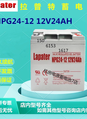 Lapater拉普特蓄电池NPG24-12 12V24AH免维护直流屏UPS消防主机