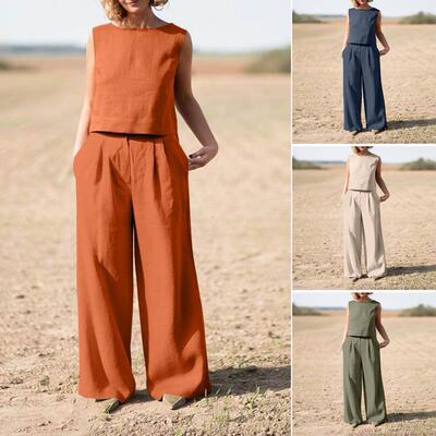 Summer suit Women's cotton and linen suit夏季套装女棉麻套装