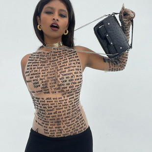 gloves 衬衫 short blouse透视手套短款 女上衣 shirt Perspective