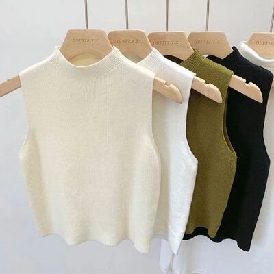 Half high neck vest with camisole for women 半高领背心吊带女