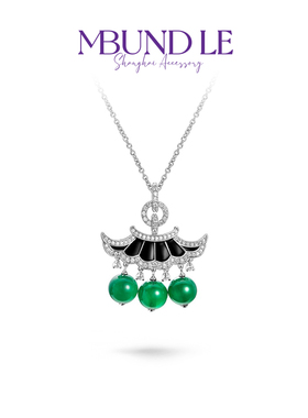 摩邦珠宝趣游园-绿玉髓亭子项链屋檐下项链礼品女款618