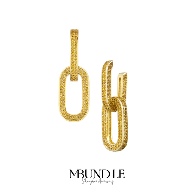 摩邦珠宝大捕灵黄色O字双环耳环时尚百搭轻奢新款节日送人礼物