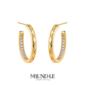 摩邦珠宝 星芒格耳环高级香风菱格纹轻奢耳圈高级感明星同款