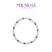 摩邦珠宝红黄蓝锆石三色满圈项链饰品镀18K金女款 生日节日礼物