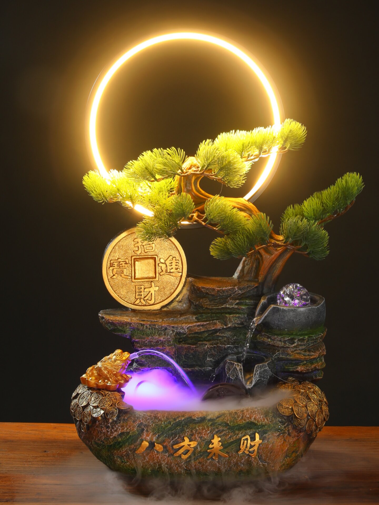 假山流水生财摆件喷泉中式家居桌面摆放装饰树脂创意乔迁开业礼品