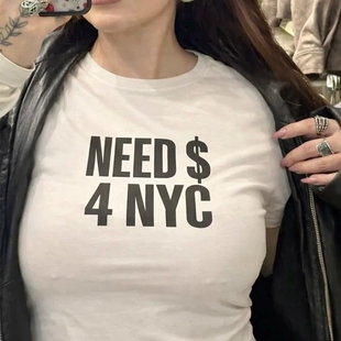 NEEDS 4 NYC趣味短袖T恤夏季纯棉 半袖潮小众上将诶 男女衣服