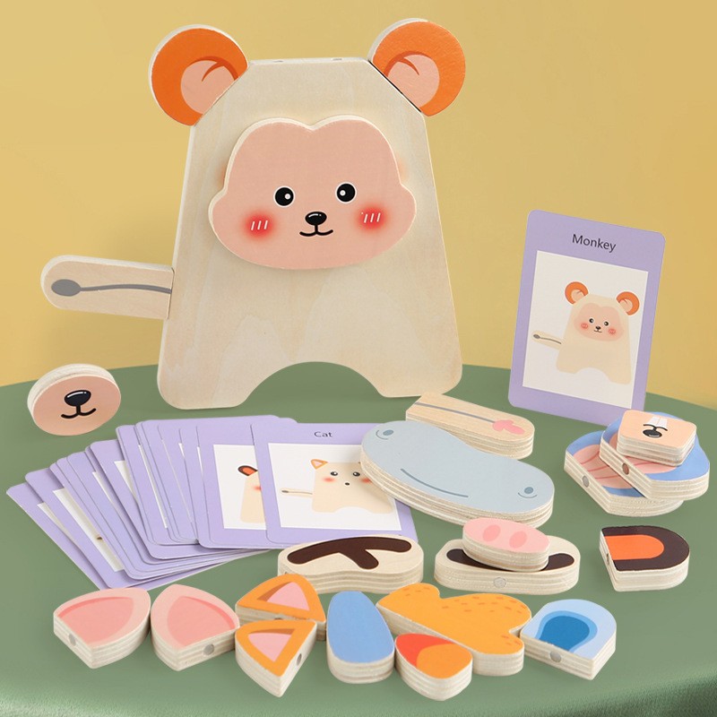 木制3d立体拼图幼儿园动物认知儿童玩具宝宝精细动作早教益智ce94