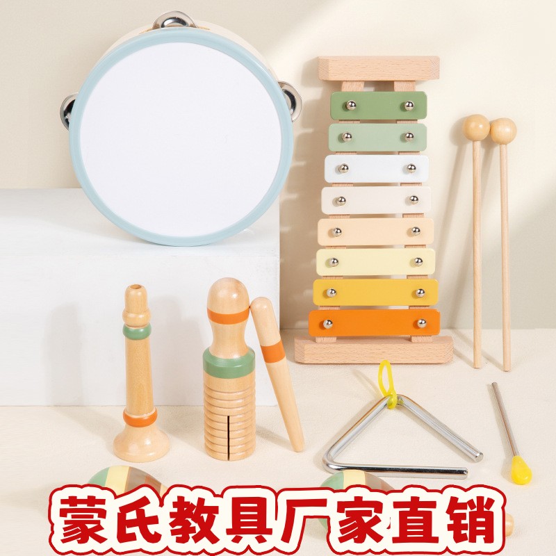 木制奥尔夫打击乐器儿童声乐启蒙沙锤响板手拍铃敲琴益智玩具ce62