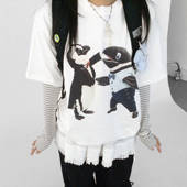 印花宽松圆领T恤企鹅鲸鱼短袖 innomoood dance 数码 let