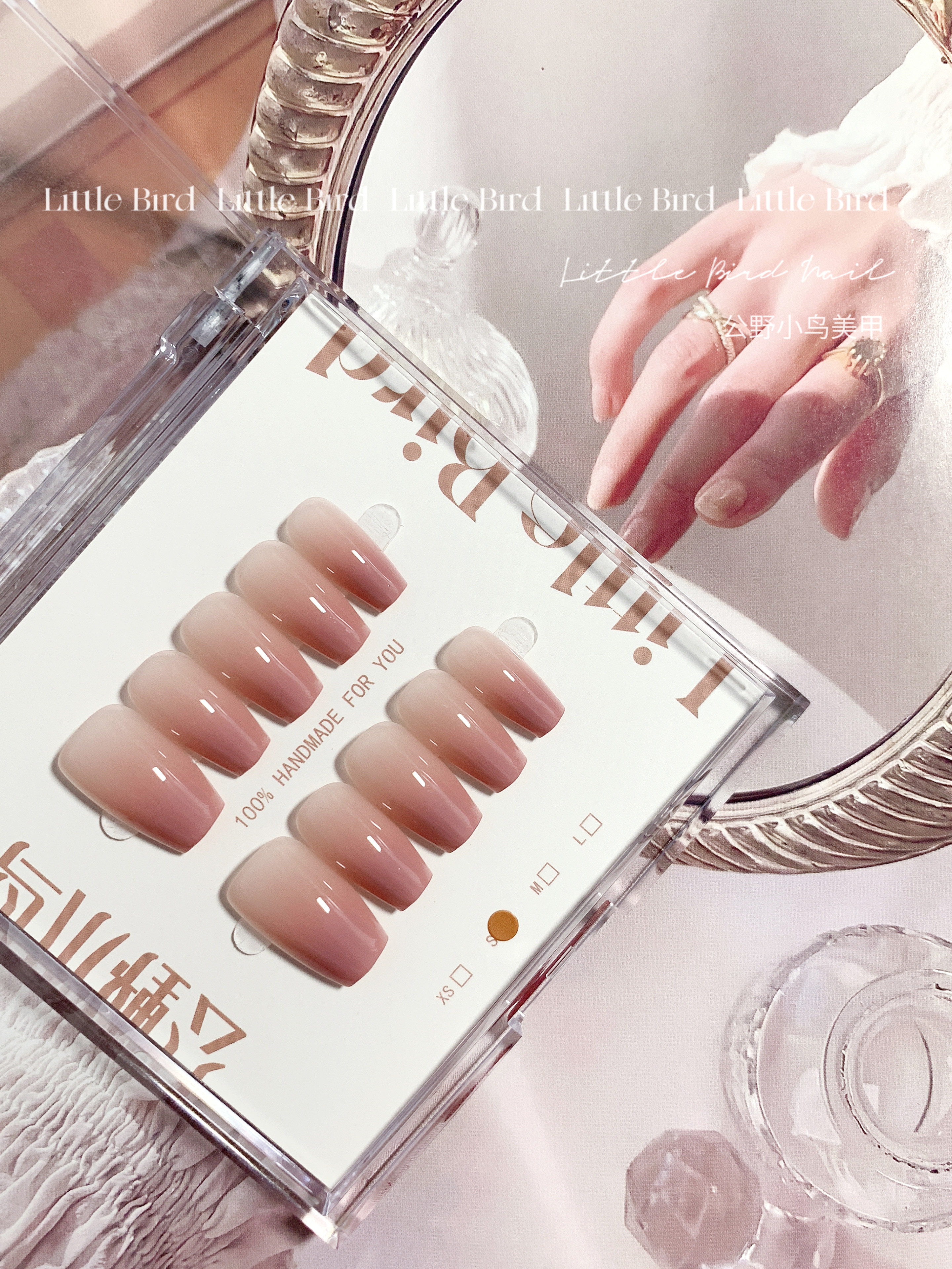 香水百合丨公野小鸟裸粉透色渐变手工穿戴甲可拆卸指甲贴美甲片,彩妆/香水/美妆工具,穿戴甲/甲片,淘宝优惠券,粉丝福利购,淘宝优惠卷