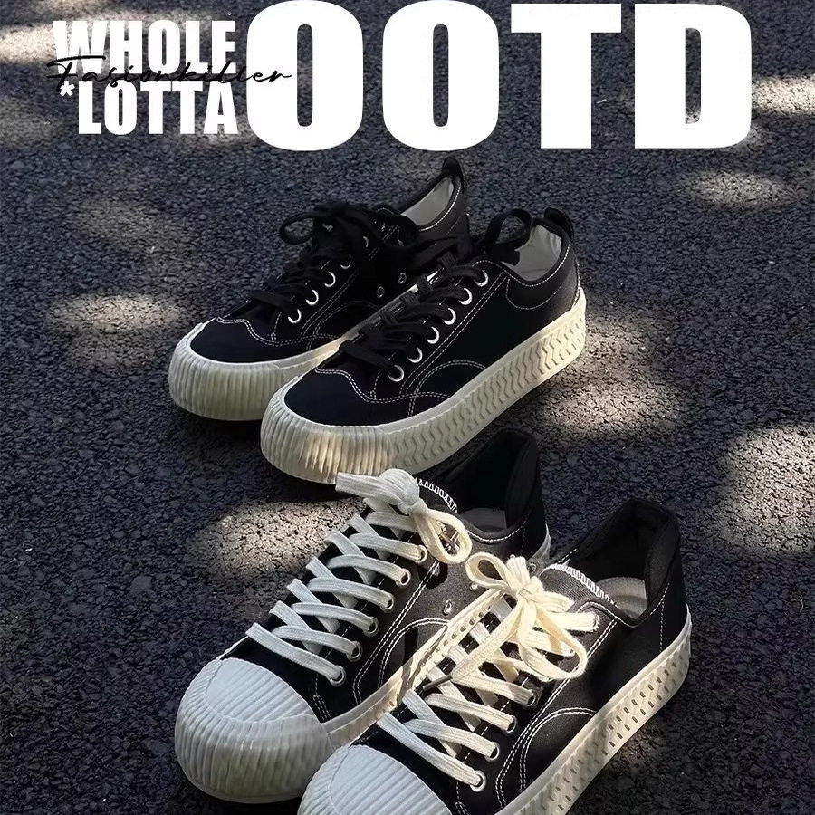 休闲百搭帆布板鞋低帮运动鞋复古增高小众厚底防磨饼干鞋秋冬男款