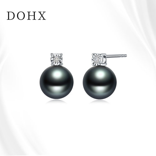DOHX/都熙大溪地黑珍珠耳钉正圆