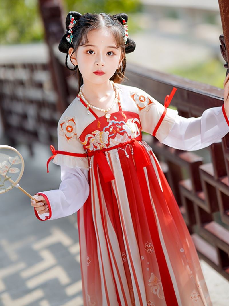 儿童汉服女童汉元素原创超仙襦裙春夏古装中国风公主裙古筝演出服