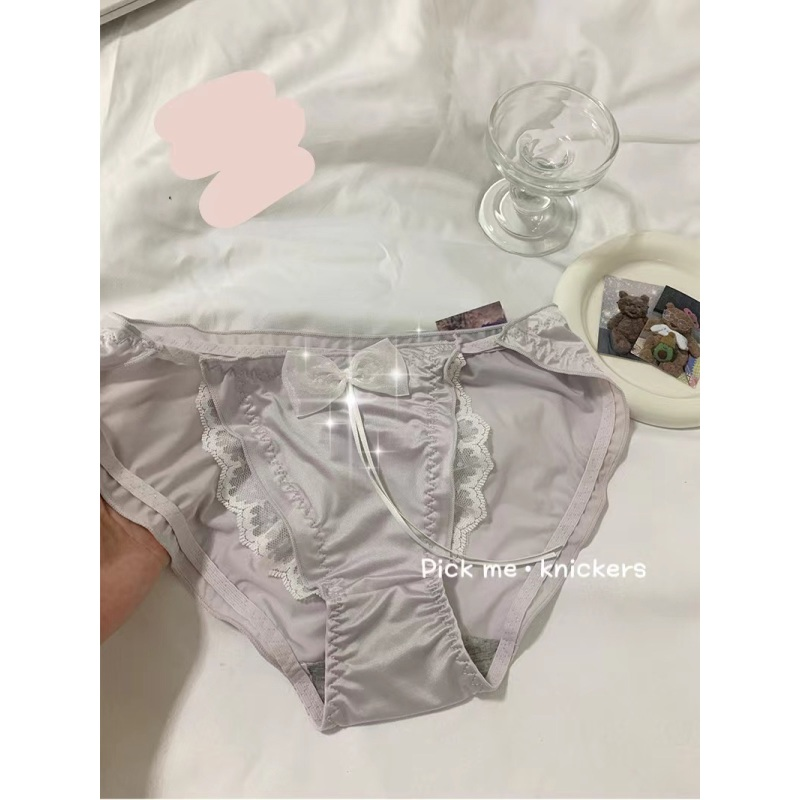 “浪漫且温柔的生活吧”法式优雅缎面蕾丝性感高叉纯色女士内裤
