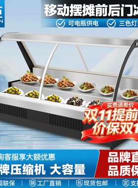 法臣台式冷藏展示柜移动三轮车户外冰箱摆摊烧烤炸串卧式保鲜柜