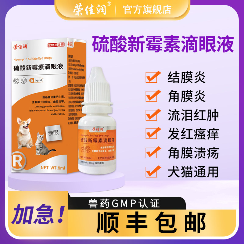 荣佳润硫酸新霉素滴眼液宠物狗猫用眼药水消炎眼睛发炎结膜炎流泪
