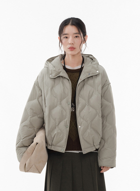 women stars birds 90白鹅绒福禄绗缝连帽轻薄短款羽绒服