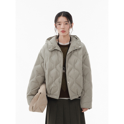 women stars birds 90白鹅绒福禄绗缝连帽轻薄短款羽绒服