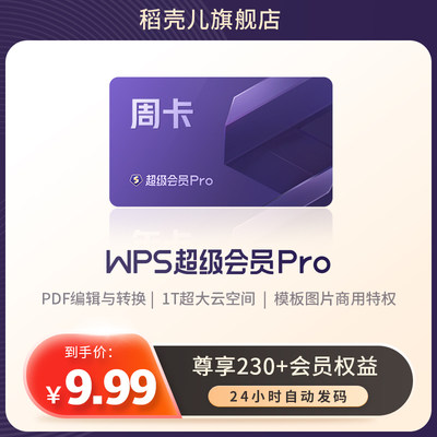 WPS超级会员Pro周卡7天pdf转word排版官方正版PPT模板海报素材