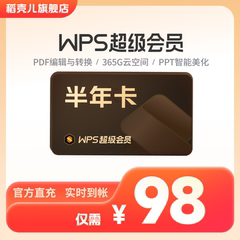 WPS超级会员半年卡186天 pdf转word文档格式修改文字 手机号充值