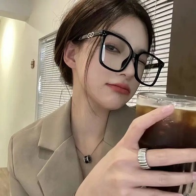 防蓝光黑框可配度数显脸小眼镜