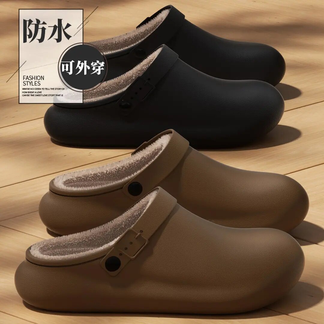 ECAC勃肯棉拖鞋男士秋冬季2025新款防水家居防滑保暖拖鞋男款冬天