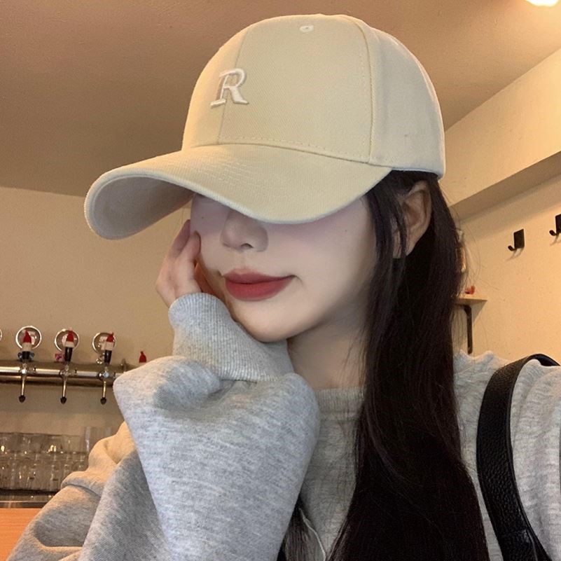硬顶棒球帽韩版磨毛春秋款女时尚鸭舌帽字母刺绣遮阳帽百搭显脸小