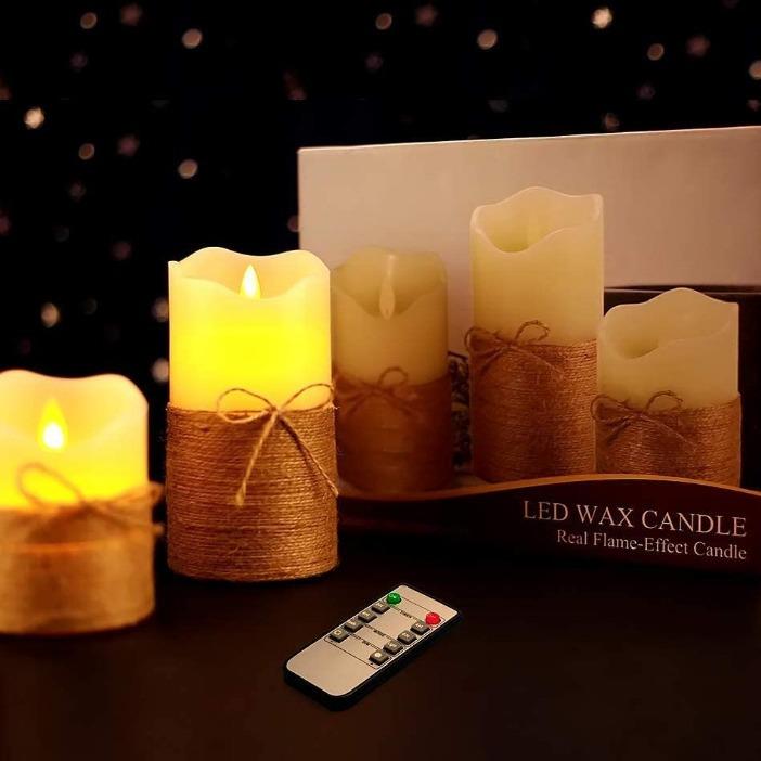 遥控led波口摇摆灯芯绑麻绳电子蜡烛灯仿真石蜡假蜡烛和婚庆装饰
