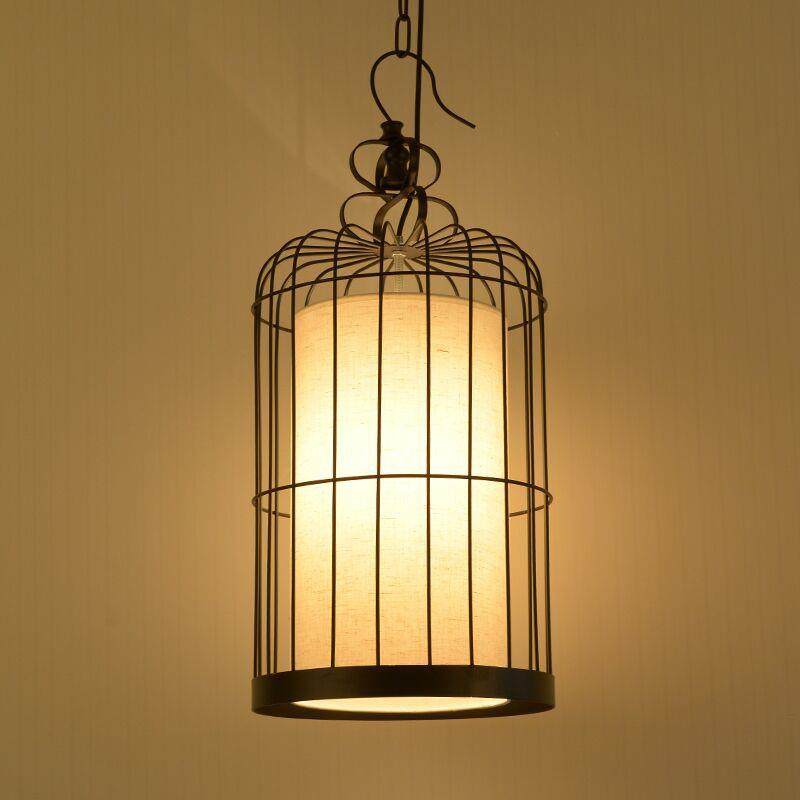 新中式鸟笼吊灯创意个性铁艺鸟笼灯仿古阳台酒店会所过道餐厅灯具