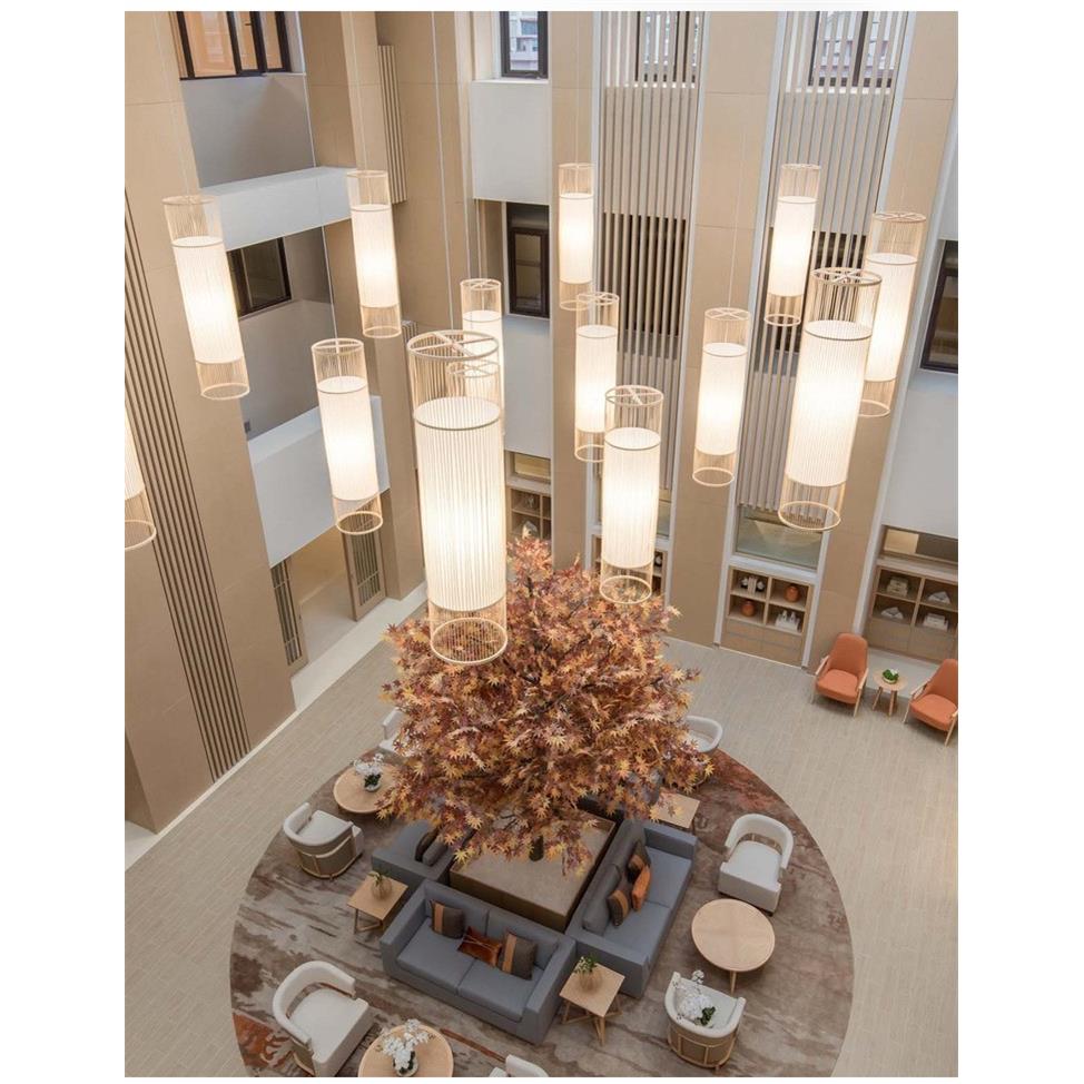 民宿楼梯吸顶灯新中式竹艺吊灯民宿茶室装饰侘寂风灯具