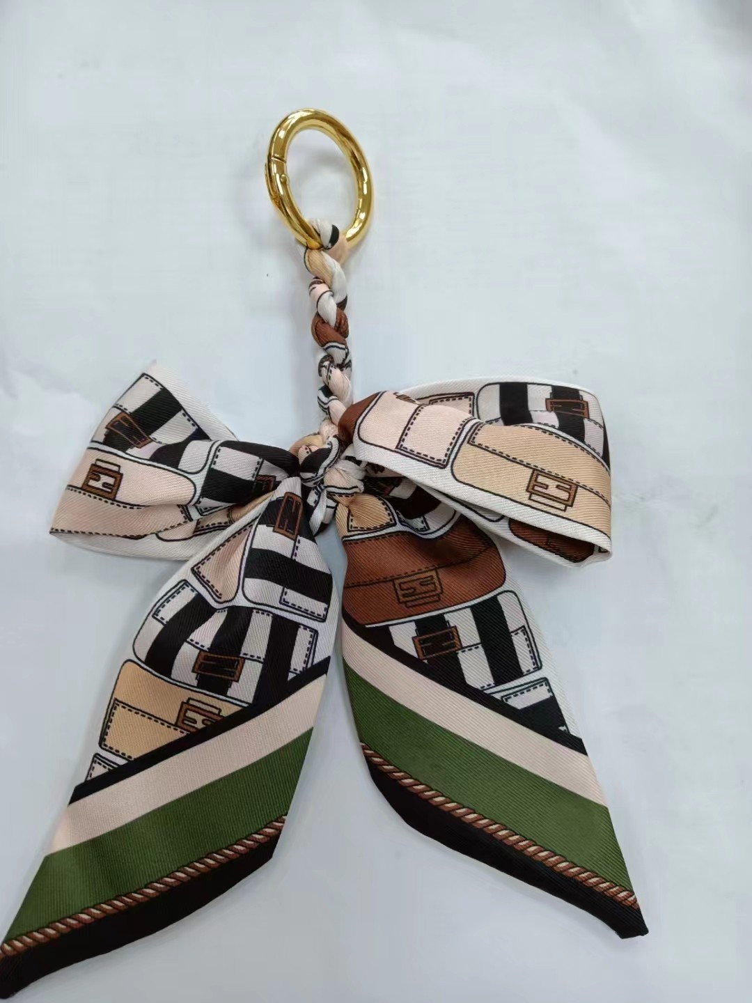 thumbnail for Bowknot silk scarf car key pendant creative personality net red keychain men and women key ring ring cute bag ornaments