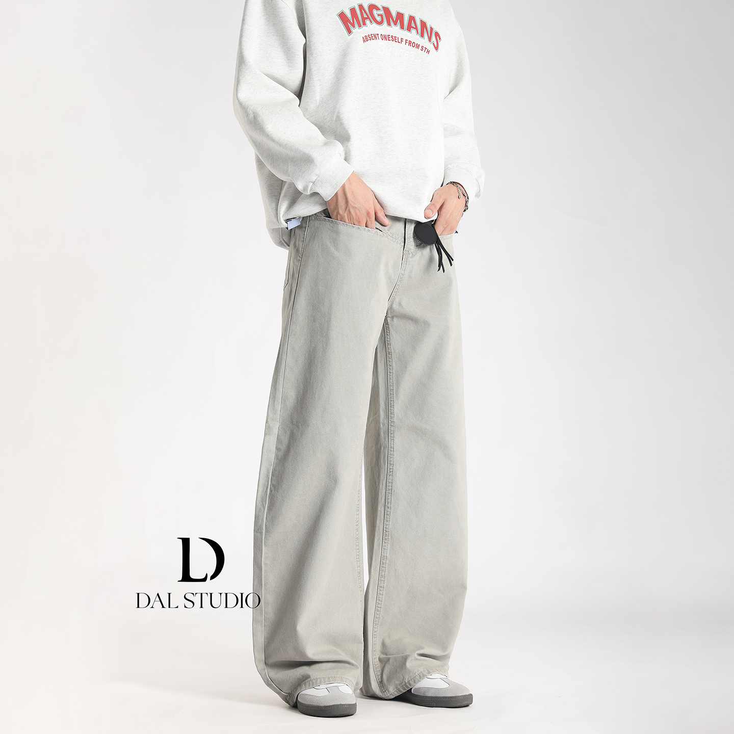 美式情侣弯刀宽松休闲裤