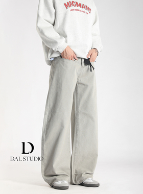 DAL 美式情侣弯刀浅灰色休闲裤2025年秋冬宽松cleanfit百搭长裤潮