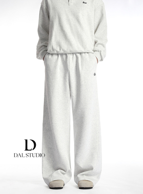 DAL 美式灰色宽松阔腿卫裤男2025年秋冬新款松紧腰垂感运动休闲裤